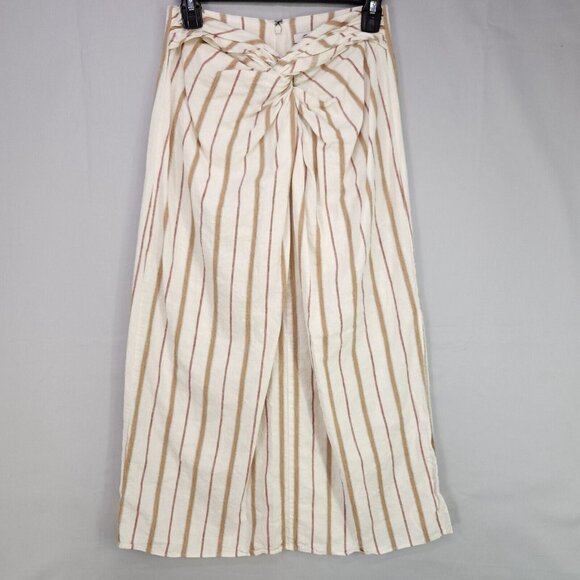 Madewell Linen Blend Slit Midi Skirt Twist-Front Sarong Stripe Women's Size 2 - Picture 2 of 13